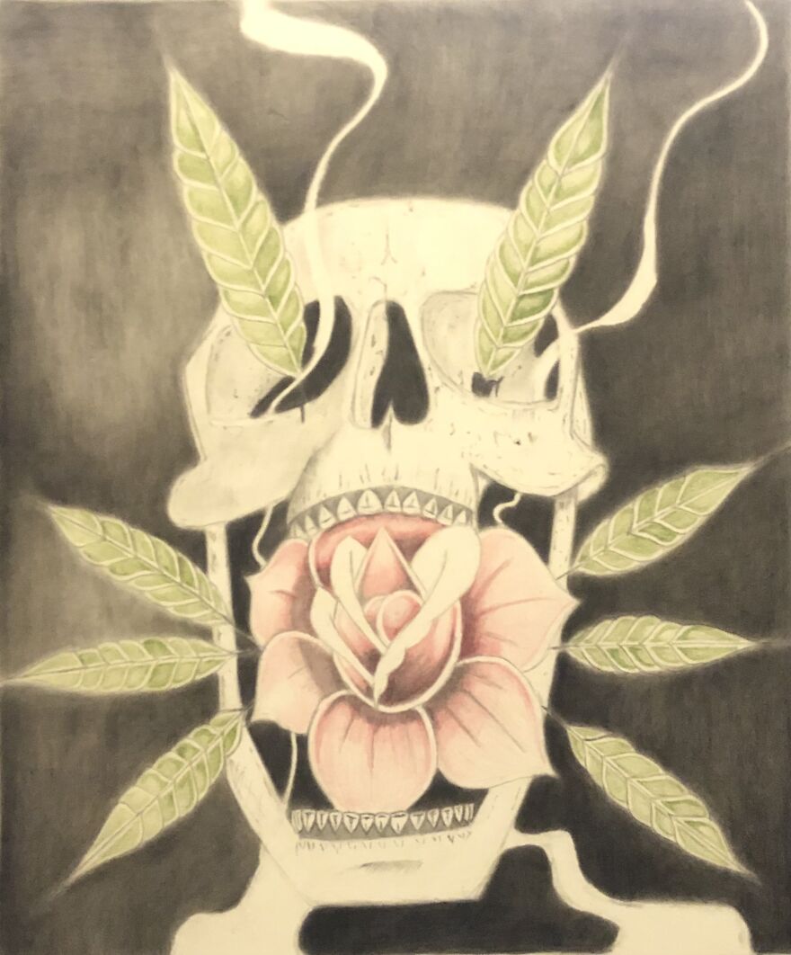 Skull And Flowers
