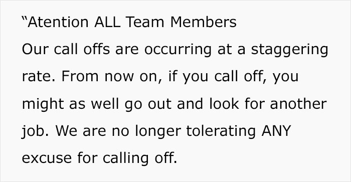 Boss Does Not Think Through Her Ridiculous Tirade About People Taking Too Much Time Off, Loses Her Job Boss Does Not Think Through Her Ridiculous Tirade About People Taking Too Much Time Off, Loses Her Job
