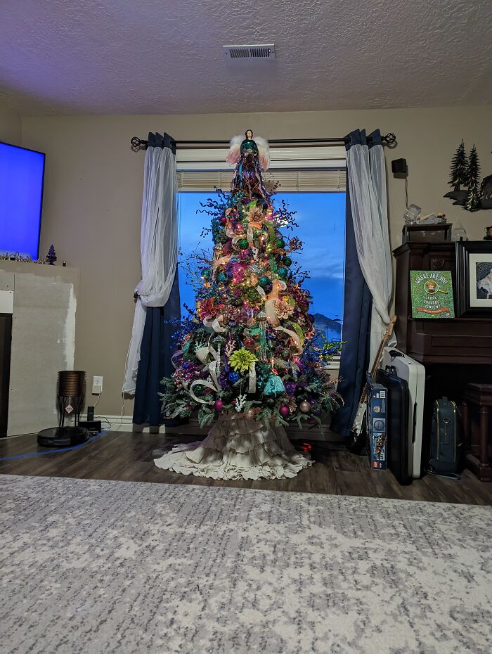 The Bottom Row Of Lights Burnt Out And My Dog Keeps Making The Tree Skirt Uneven. I Still Enjoy My Jewel-Toned Mermaid Tree Though!