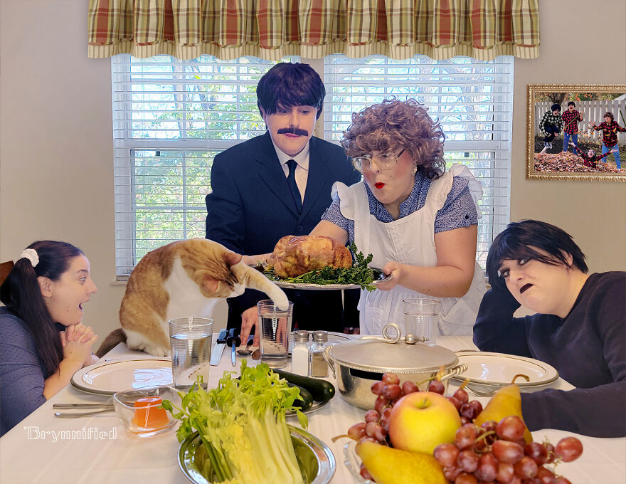 A whimsical photoshop family calendar for the year 2023 by me, me, and me