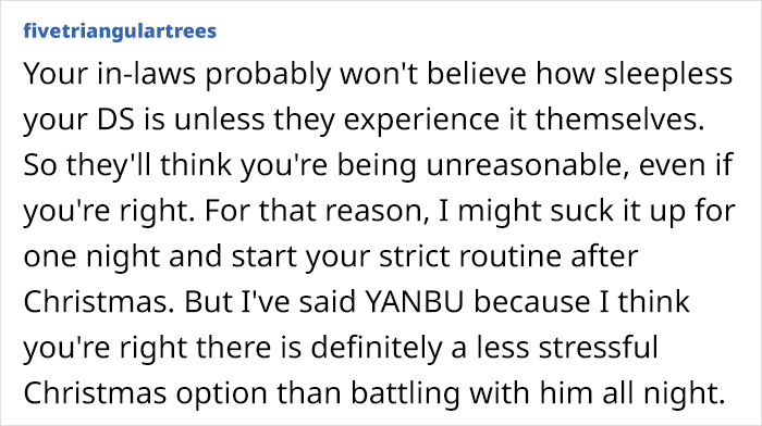 Mom Asks If She's Being Unreasonable For Thinking About 'Canceling Christmas' At Her In-Laws, So As To Not Disrupt Son's Daily Routine Mom Asks If She's Being Unreasonable For Thinking About 'Canceling Christmas' At Her In-Laws, So As To Not Disrupt Son's Daily Routine