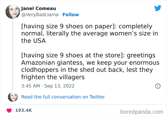 Tweet about shoes size