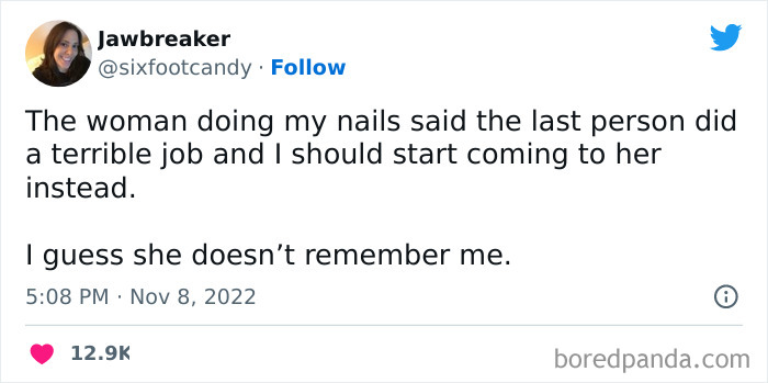Tweet about manicurist