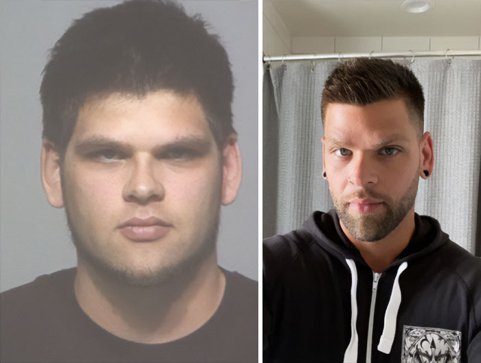 First Picture Is A Mugshot Before I Was Sentenced To Prison In 2011. 8 Years Later I’m Sober And Happy