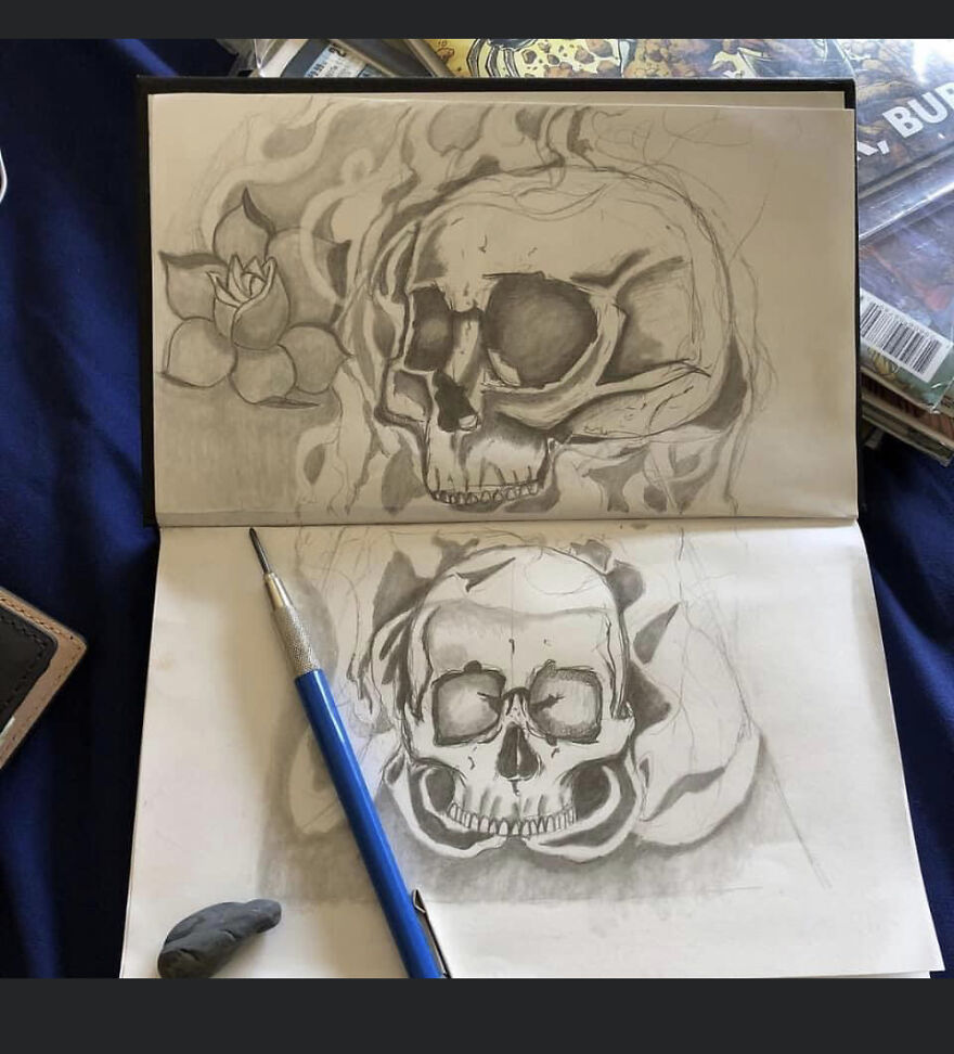Skull And Flowers