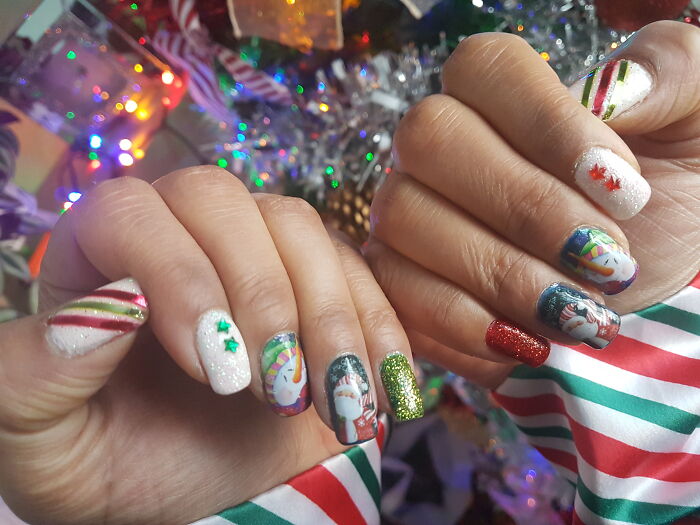 My Current Christmas Nails I Do A Different Design For Each Week, Also My First Bp Post 😀