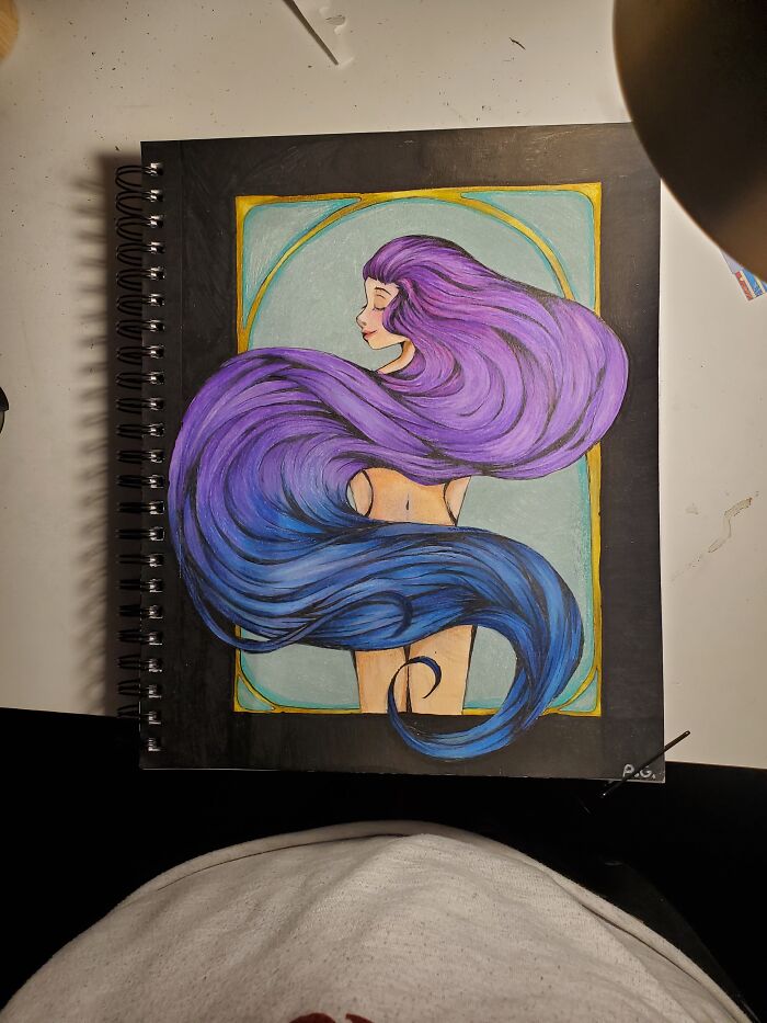 Got A New Sketchbook For Christmas And This Was The First Thing To Go In It. Not My Favorite Over All, But I Like How The Hair Turned Out Quite A Bit