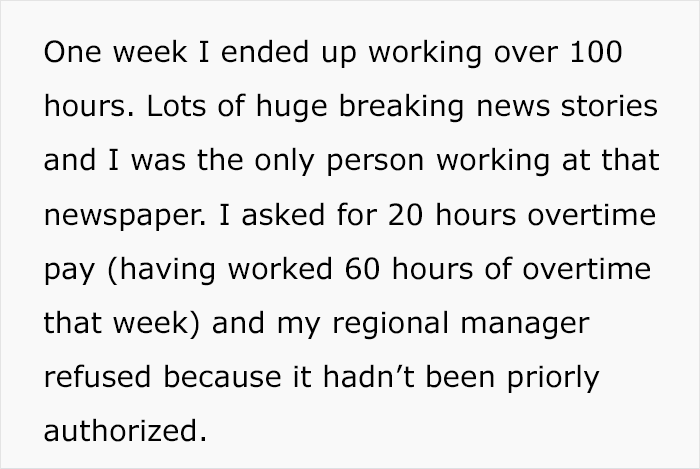 Boss Refuses To Pay This Journalist Overtime, Regrets It When They Start Working Only Paid Hours Boss Refuses To Pay This Journalist Overtime, Regrets It When They Start Working Only Paid Hours
