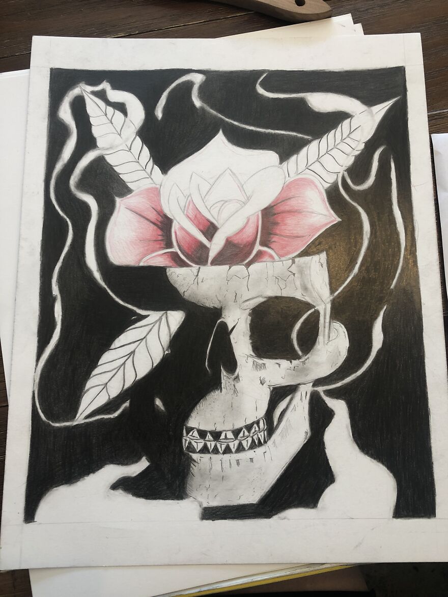 Skull And Flowers