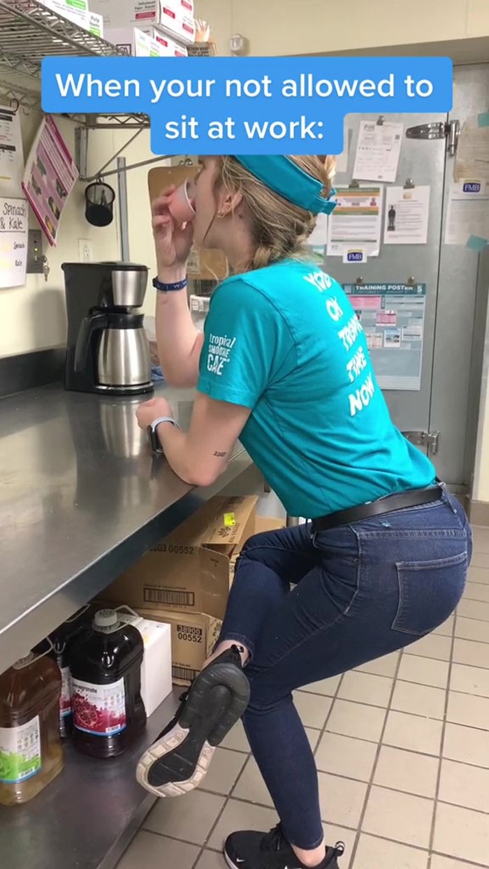 Employees Are Roasting This Cafe's "No Chairs" Policy, The Video Goes Viral With Over 142K Views