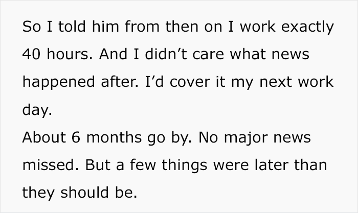 Boss Refuses To Pay This Journalist Overtime, Regrets It When They Start Working Only Paid Hours Boss Refuses To Pay This Journalist Overtime, Regrets It When They Start Working Only Paid Hours