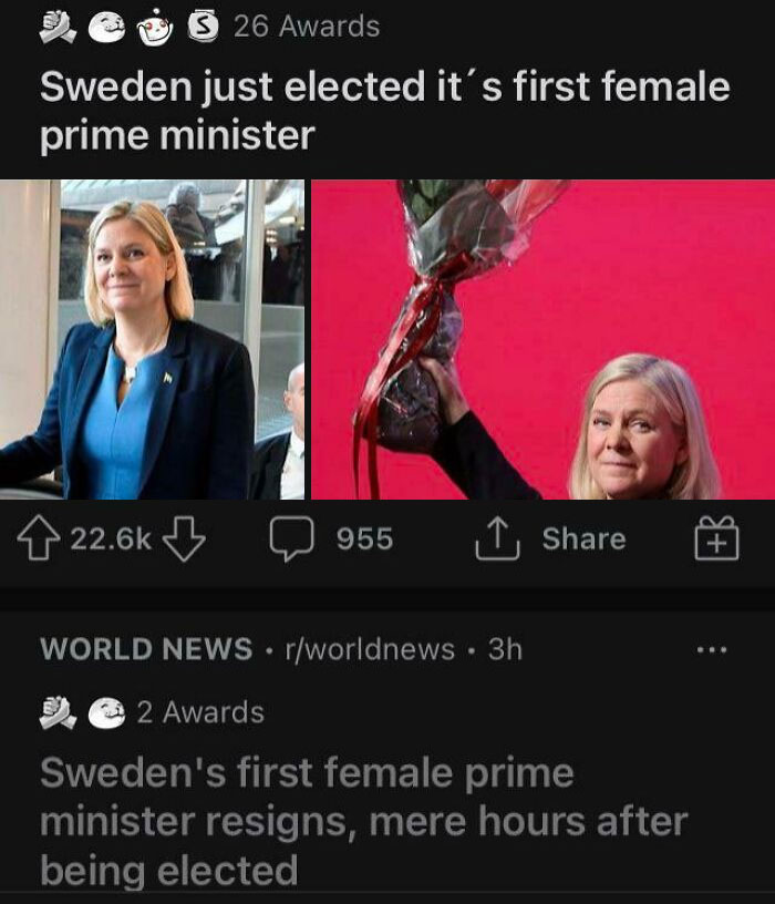 So Much For Sweden’s First Female Prime Minister