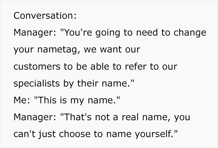 Boss Thinks Employee’s Name Tag Isn’t His Real Name, Tries To Punish Him For It