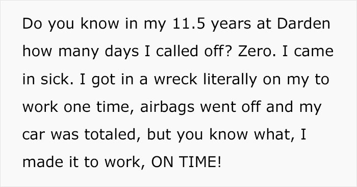 Boss Does Not Think Through Her Ridiculous Tirade About People Taking Too Much Time Off, Loses Her Job Boss Does Not Think Through Her Ridiculous Tirade About People Taking Too Much Time Off, Loses Her Job