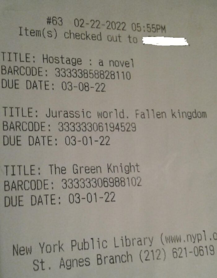 I've Been Using This Library Receipt As A Bookmark, Just Noticed The Checkout Date And Time
