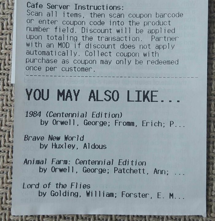My B&N Receipt Gave Me Book Recommendations Based On My Purchase