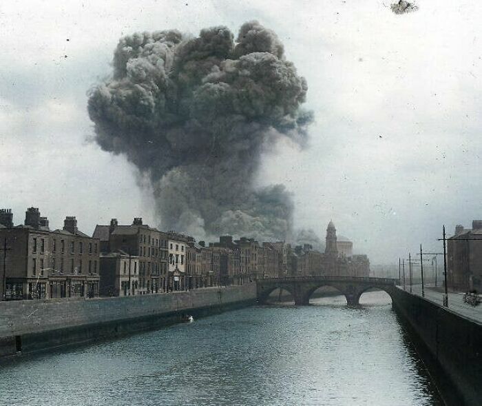 100 Years Ago Today (28 June 1922) Smoke Rises From The Four Courts On The First Day Of The Civil War