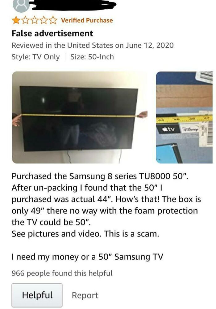 Customer Demands Refund Because They Don’t Know How To Measure A TV Screen