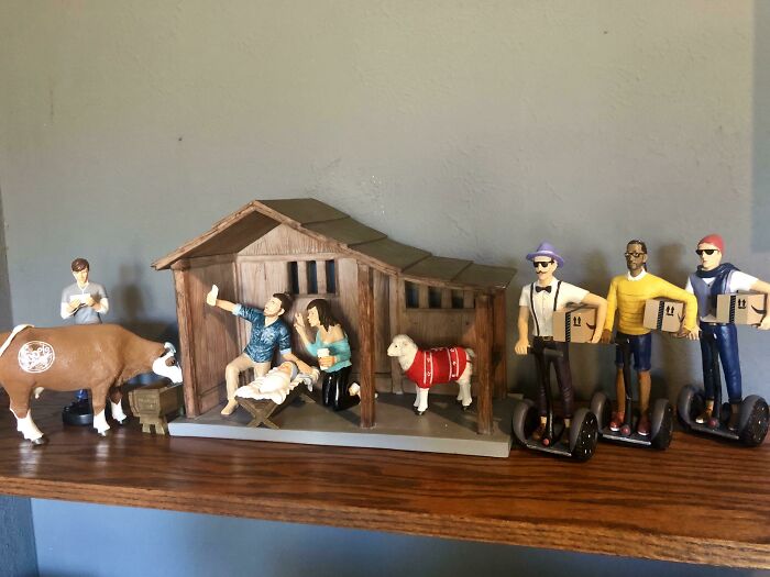 First Year Putting Up Our “Millennial Nativity Scene”