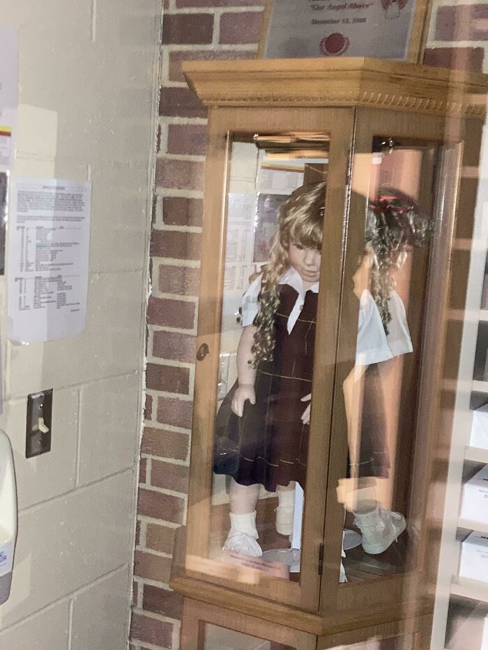 My School Has A Doll Of A Student Who Died A While Ago Displayed In The Office (Sorry For Bad Pic I Was In A Hurry)