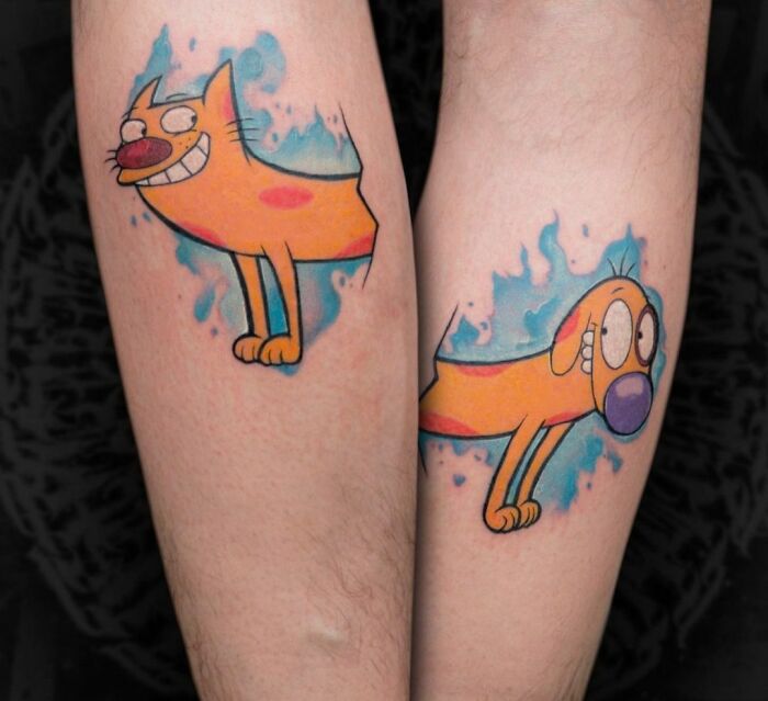 CatDog arm tattoos
