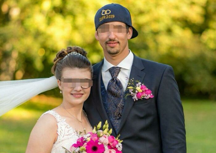 This Groom Wearing A Special-Made Baseball Cap