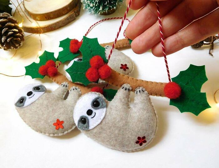My Christmas Sloth Ornaments Are Ready. What Do You Think? Pattern Made By Me