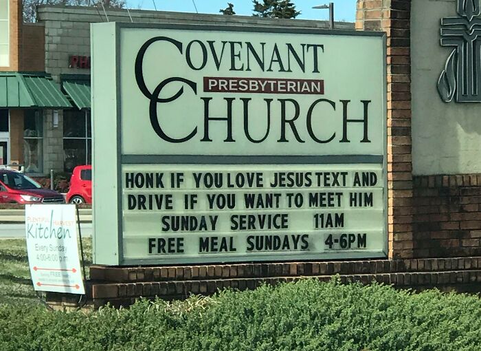 This Church That Doesn't Want You To Text And Drive... Reading A Wordy Sign Is Perfectly Fine, Though