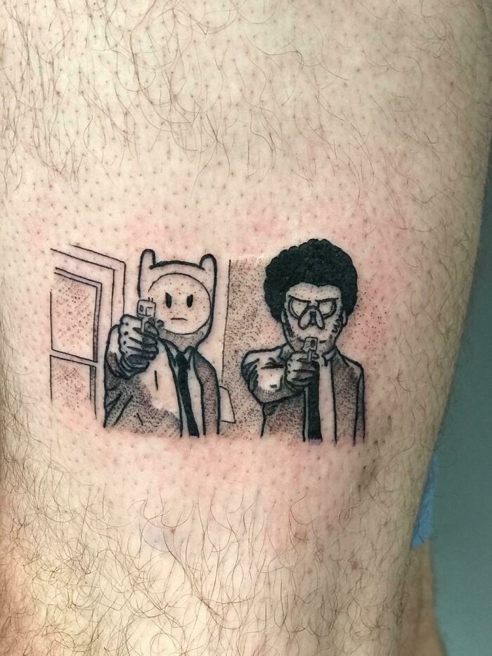 Pulp Fiction and Adventure Time crossover tattoo 