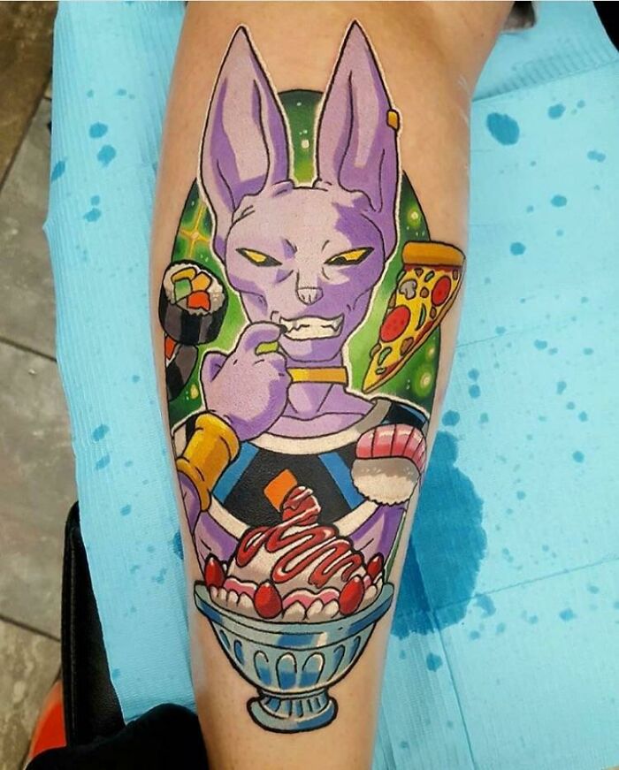 Tattoo of Beerus from Dragon Ball Super