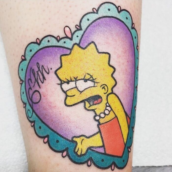 Lisa Simpson in a heart tattoo