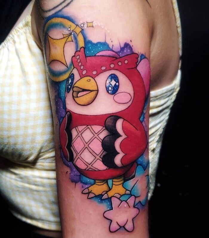 Celeste from Animal Crossing arm tattoo