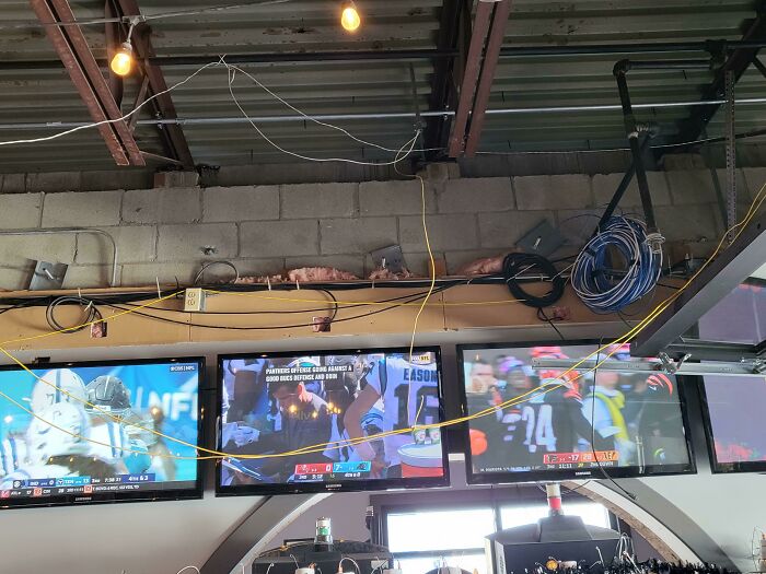 Great Cable Management At A Sports Bar