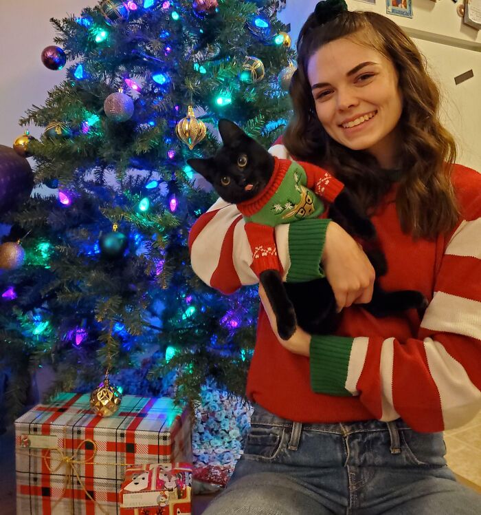 It Was A Task Getting Her In This Sweater But I Think Our First Christmas Family Photo Together Went Well!