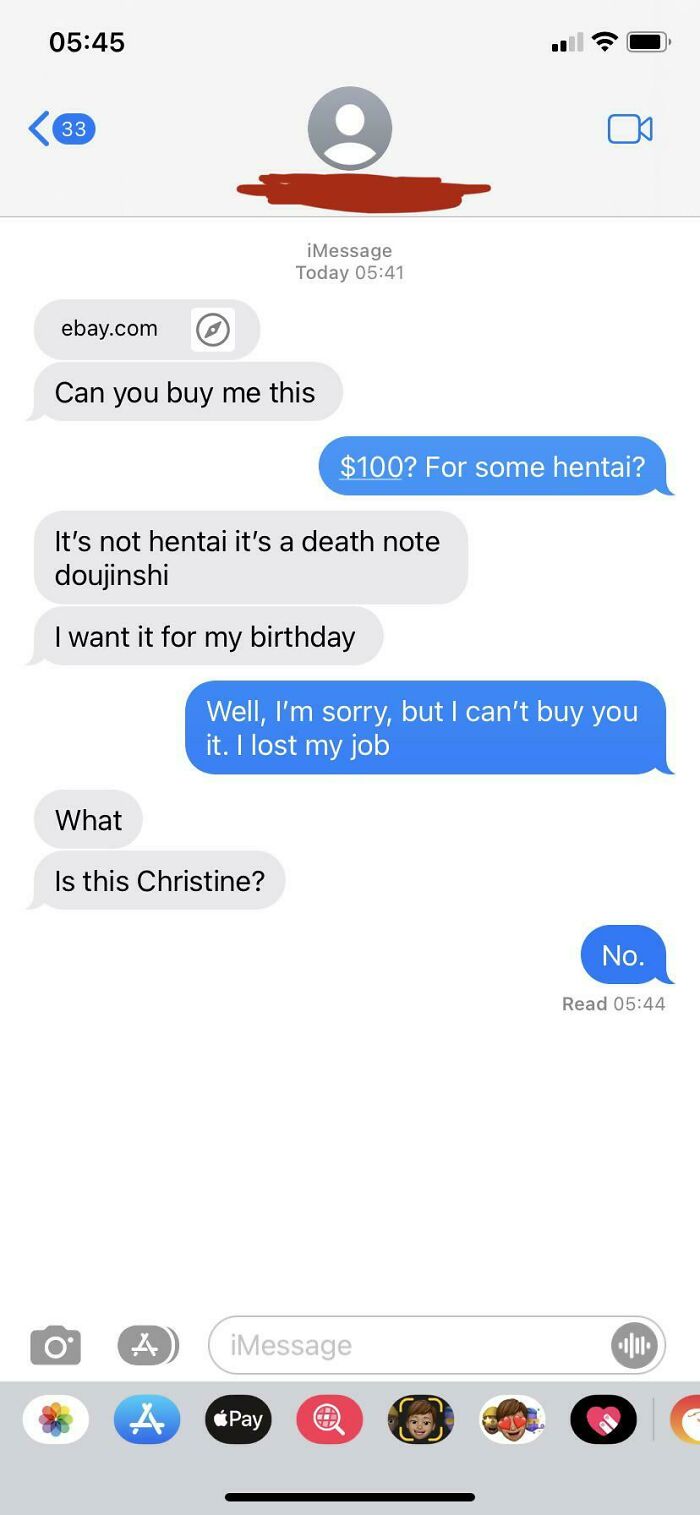 I thought it was a scam until I saw what the link was (just something funny, even though it was hentai) scam or wrong number — who was it for, or what would the scammer get out of it?  How strange