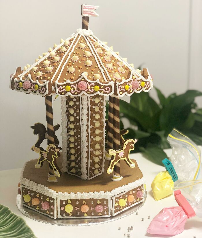 Home-Made Gingerbread Carousel I Made For Christmas