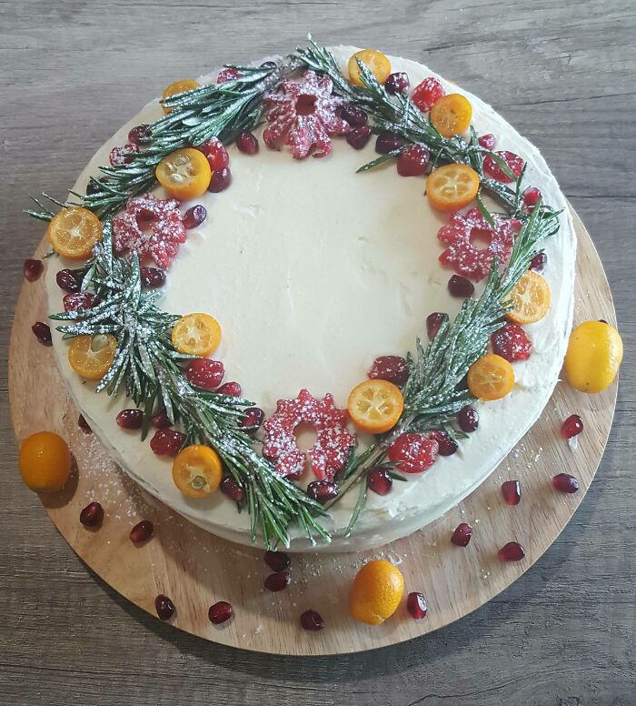 Home-Made Sweet Potato Christmas Cake With Cream Cheese Frosting