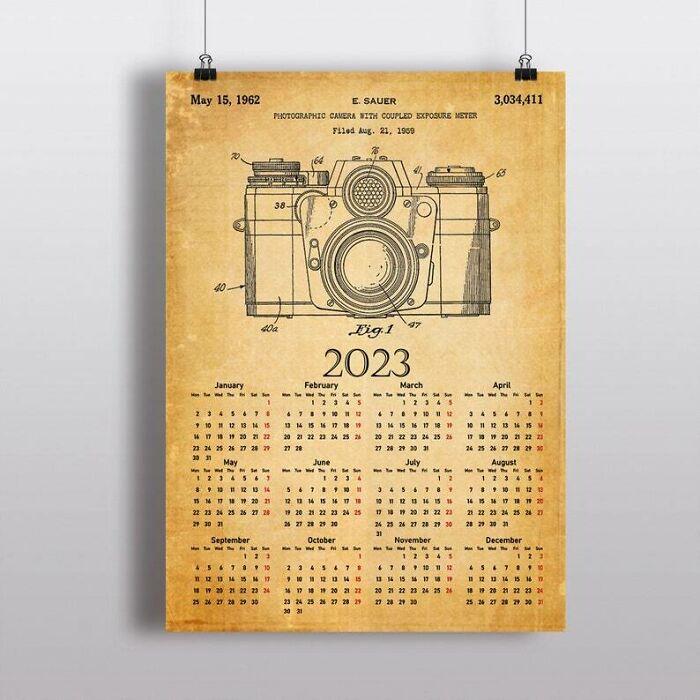 Photographic Camera Patent Calendar 2023