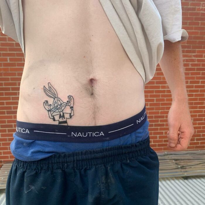 Bugs Bunny belly tattoo
