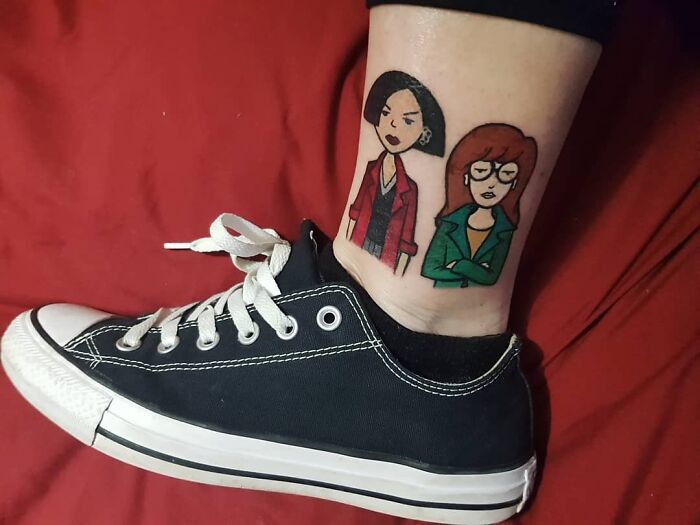Daria and Jane leg tattoo
