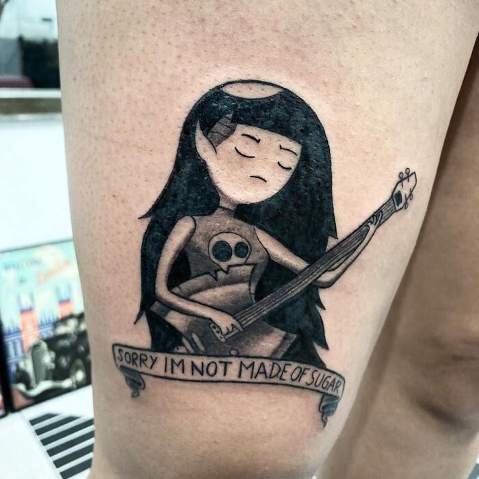 Marceline from Adventure Time playing the guitar tattoo