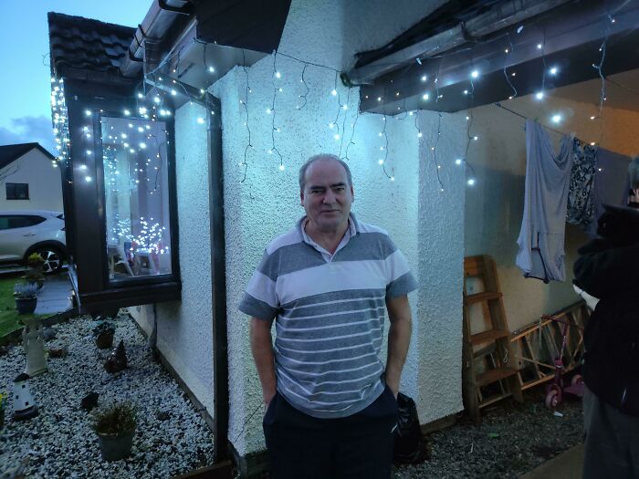 My Dad Is Super Proud Of His Outdoor Christmas Lights. So, Naturally He Wanted A Photo