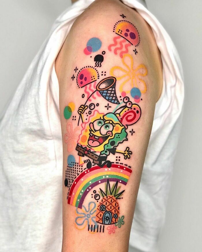 120 Cartoon Tattoos For A Blast From The Past | Bored Panda