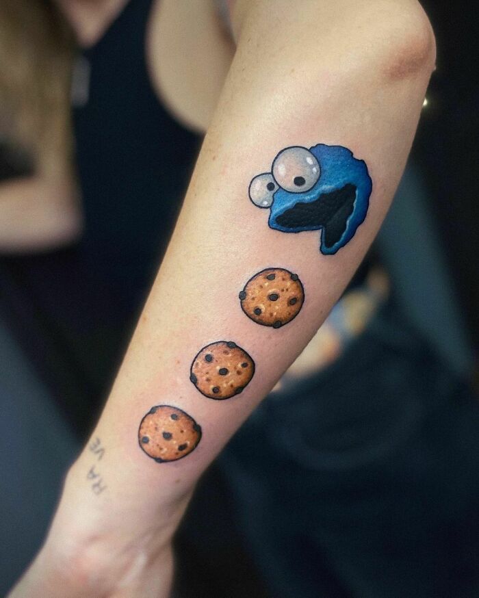 Cookie Pac-Monster Tattoo