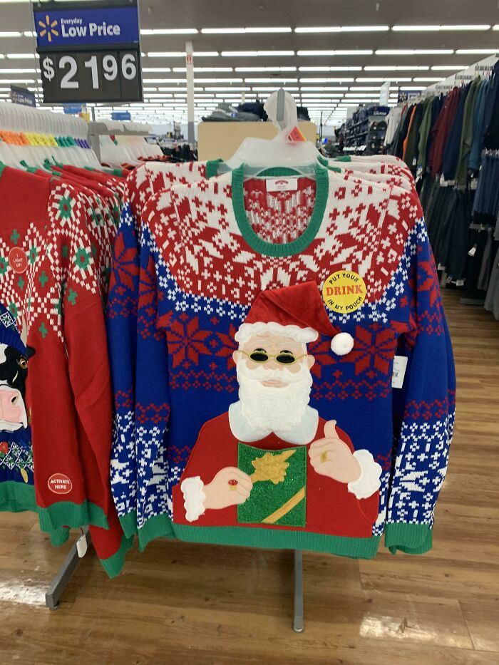 Great Gift Idea You Can Get From The Local Walmart, It’s A Sweater With A Spot To Hold Your Nog