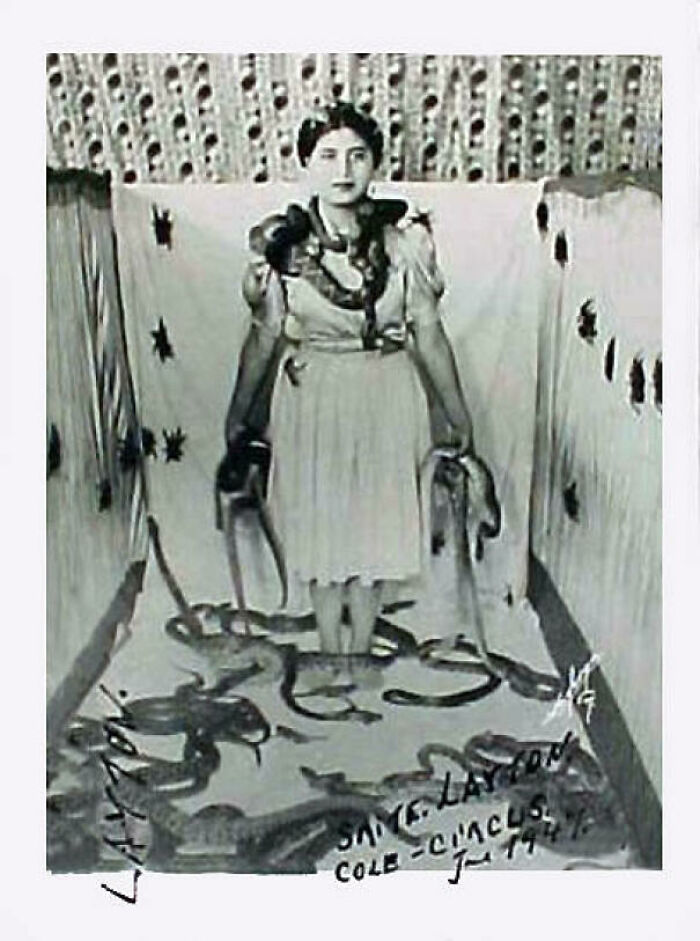 The Snake Woman Saite Layton, Cole Bros. Circus, 1947