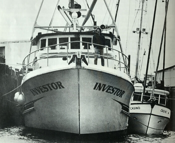Mark Coulthurst Stands On The Bow Of His Boat, The Investor, Early September 1982. After This Picture Was Taken, He Along With His Wife, Children And Four Crewmen Would Be Later Killed During The Night Of The 5th. Then The Boat Was Soon Found Engulfed In Flames Once The Fog Had Cleared