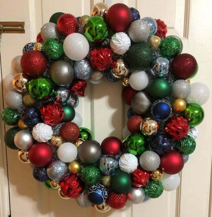 Made A Christmas Bulb Wreath! Really Happy With How It Turned Out