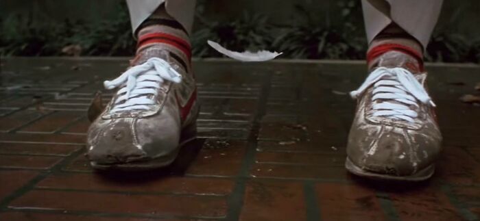 In The Opening Scene Of Forrest Gump (1994), His Shoes Are Worn Out From Running Across The Country For Years, But He Wouldn’t Get Rid Of “The Best Gift You Could Get In The Wide World” From Jenny. But He Kept The Laces Fresh To Keep Them Operable
