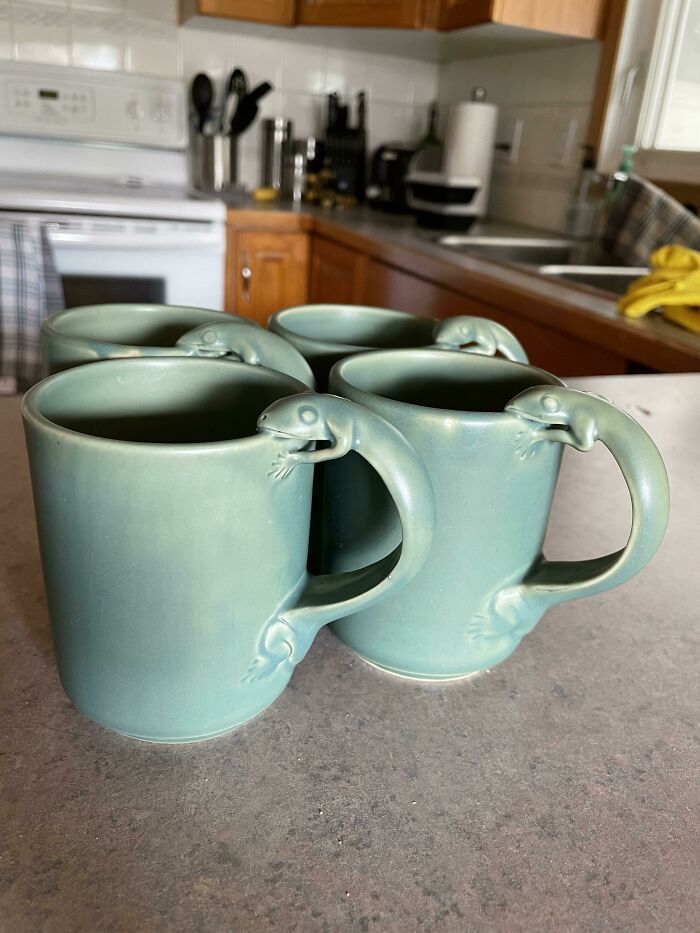I Was Told You Would Appreciate These Lizard Mugs I Thrifted Today!